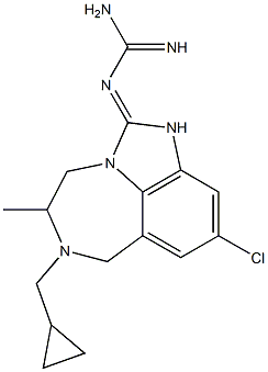 2-アミジノイミノ-9-クロロ-6-シクロプロピルメチル-1,2,4,5,6,7-ヘキサヒドロ-5-メチルイミダゾ[4,5,1-jk][1,4]ベンゾジアゼピン 化学構造式