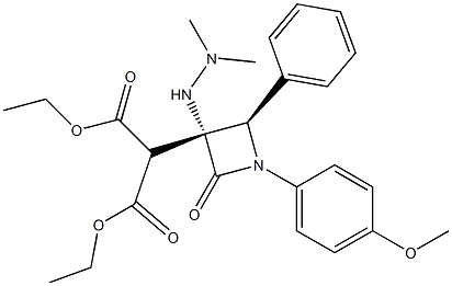 2-[(3R,4R)-3-(2,2-Dimethylhydrazino)-1-(4-methoxyphenyl)-2-oxo-4-phenylazetidin-3-yl]malonic acid diethyl ester Structure