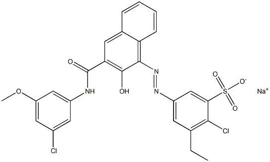 2-Chloro-3-ethyl-5-[[3-[[(3-chloro-5-methoxyphenyl)amino]carbonyl]-2-hydroxy-1-naphtyl]azo]benzenesulfonic acid sodium salt Structure