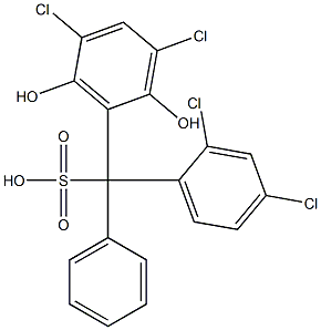 (2,4-Dichlorophenyl)(3,5-dichloro-2,6-dihydroxyphenyl)phenylmethanesulfonic acid Struktur