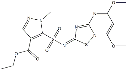 1-Methyl-5-[(5,7-dimethoxy-2H-[1,2,4]thiadiazolo[2,3-a]pyrimidin-2-ylidene)sulfamoyl]-1H-pyrazole-4-carboxylic acid ethyl ester|