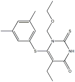 1,2-Dihydro-1-(ethoxymethyl)-2-thioxo-5-ethyl-6-[(3,5-dimethylphenyl)thio]pyrimidine-4(3H)-one 结构式