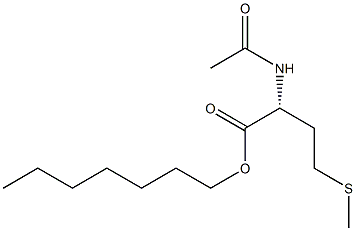 (R)-2-アセチルアミノ-4-(メチルチオ)酪酸ヘプチル 化学構造式