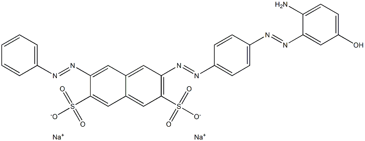 2-[[4-[(2-Amino-5-hydroxyphenyl)azo]phenyl]azo]-7-(phenylazo)-3,6-naphthalenedisulfonic acid disodium salt,,结构式