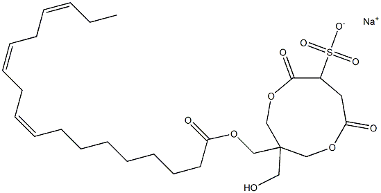 1-[[[(9Z,12Z,15Z)-1-Oxo-9,12,15-octadecatrien-1-yl]oxy]methyl]-1-(hydroxymethyl)-4,7-dioxo-3,8-dioxacyclononane-6-sulfonic acid sodium salt 结构式