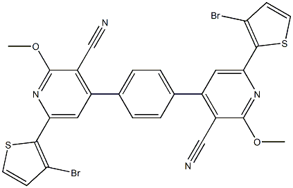 4,4'-(1,4-Phenylene)bis[2-methoxy-3-cyano-6-(3-bromo-2-thienyl)pyridine],,结构式