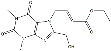 (E)-4-[[1,2,3,6-テトラヒドロ-1,3-ジメチル-2,6-ジオキソ-8-(ヒドロキシメチル)-7H-プリン]-7-イル]-2-ブテン酸エチル 化学構造式