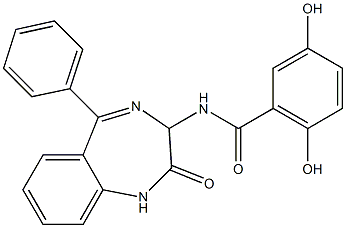 N-[(2,3-Dihydro-2-oxo-5-phenyl-1H-1,4-benzodiazepin)-3-yl]-3,6-dihydroxybenzamide,,结构式