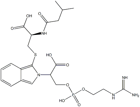 S-[2-[2-[[[2-[[Amino(imino)methyl]amino]ethoxy]phosphonyl]oxy]-1-carboxyethyl]-2H-isoindol-1-yl]-N-isovaleryl-L-cysteine Struktur