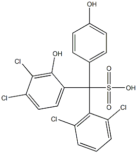 (2,6-Dichlorophenyl)(3,4-dichloro-2-hydroxyphenyl)(4-hydroxyphenyl)methanesulfonic acid Struktur