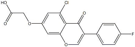 [(5-クロロ-3-(4-フルオロフェニル)-4-オキソ-4H-1-ベンゾピラン-7-イル)オキシ]酢酸 化学構造式