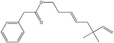 Phenylacetic acid 6,6-dimethyl-3,7-octadienyl ester Structure