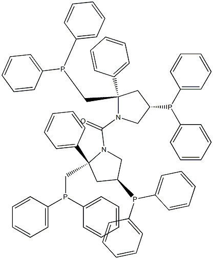 フェニル[(2S,4S)-4-(ジフェニルホスフィノ)-2-[(ジフェニルホスフィノ)メチル]-1-ピロリジニル]ケトン 化学構造式
