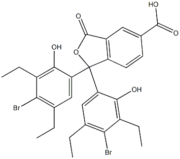 1,1-ビス(4-ブロモ-3,5-ジエチル-2-ヒドロキシフェニル)-1,3-ジヒドロ-3-オキソイソベンゾフラン-5-カルボン酸 化学構造式