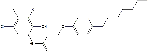 2-[3-(4-Heptylphenoxy)propanoylamino]-4,6-dichloro-5-methylphenol 结构式