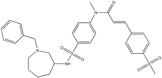 N-Methyl-4-methylsulfonyl-N-[4-[1-benzylazacycloheptan-3-ylsulfamoyl]phenyl]-trans-cinnamamide Struktur