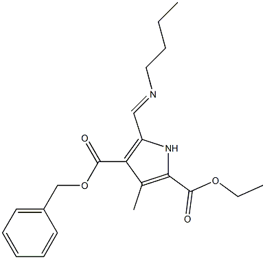 5-Butyliminomethyl-3-methyl-1H-pyrrole-2,4-dicarboxylic acid 2-ethyl 4-benzyl ester,,结构式