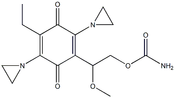 2,5-Bis(1-aziridinyl)-3-ethyl-6-[1-methoxy-2-(carbamoyloxy)ethyl]-1,4-benzoquinone Struktur
