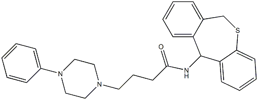 4-[4-フェニル-1-ピペラジニル]-N-[(6,11-ジヒドロジベンゾ[b,e]チエピン)-11-イル]ブチルアミド 化学構造式