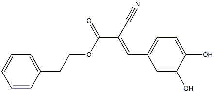 2-シアノ-3-(3,4-ジヒドロキシフェニル)プロペン酸フェネチル 化学構造式