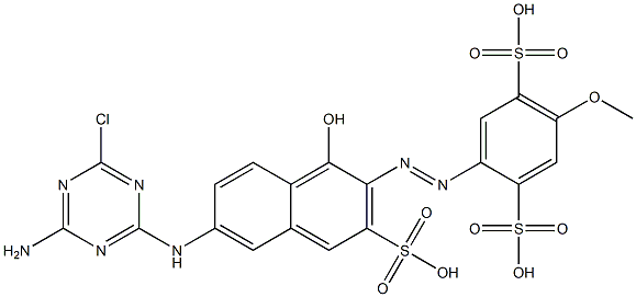 2-[[6-[(4-Amino-6-chloro-1,3,5-triazin-2-yl)amino]-1-hydroxy-3-sulfo-2-naphthalenyl]azo]-5-methoxy-1,4-benzenedisulfonic acid Struktur