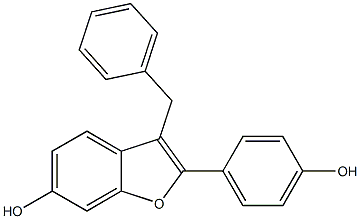 2-(4-ヒドロキシフェニル)-3-ベンジルベンゾフラン-6-オール 化学構造式