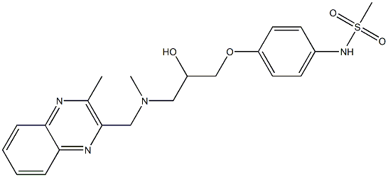 N-[4-[2-ヒドロキシ-3-[N-(3-メチル-2-キノキサリニルメチル)メチルアミノ]プロピルオキシ]フェニル]メタンスルホンアミド 化学構造式