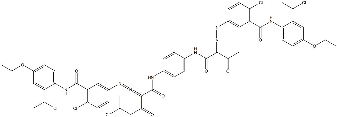 3,3'-[2-(1-Chloroethyl)-1,4-phenylenebis[iminocarbonyl(acetylmethylene)azo]]bis[N-[2-(1-chloroethyl)-4-ethoxyphenyl]-6-chlorobenzamide],,结构式