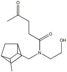 N-(2-Hydroxyethyl)-N-[(3-methyl-2-norbornyl)methyl]-4-oxovaleramide Struktur