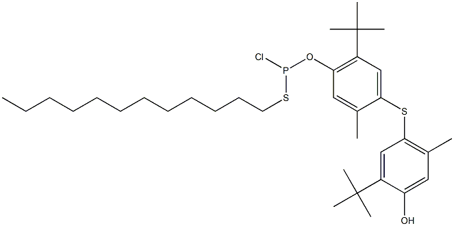 2-tert-Butyl-5-methyl-4-[5-tert-butyl-4-[chloro(dodecylthio)phosphinooxy]-2-methylphenylthio]phenol,,结构式