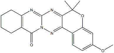 9,10,11,12-Tetrahydro-3-methoxy-6,6-dimethyl-6H,13H-7,8,13a,14-tetraaza-5-oxabenzo[a]naphthacen-13-one Struktur