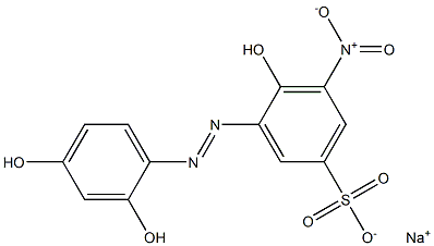 4-ヒドロキシ-3-[(2,4-ジヒドロキシフェニル)アゾ]-5-ニトロベンゼンスルホン酸ナトリウム 化学構造式