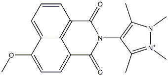 4-[6-Methoxy-1,3-dioxo-1H-benzo[de]isoquinoline-2(3H)-yl]-1,2,3,5-tetramethyl-1H-pyrazole-2-ium Structure