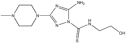 5-アミノ-3-(4-メチルピペラジノ)-N-(2-ヒドロキシエチル)-1H-1,2,4-トリアゾール-1-カルボチオアミド 化学構造式