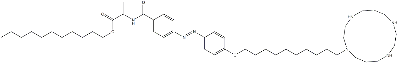 2-[4-[4-[10-(1,4,8,11-テトラアザシクロテトラデカン-1-イル)デシルオキシ]フェニルアゾ]ベンゾイルアミノ]プロパン酸ウンデシル 化学構造式