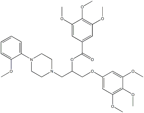 3,4,5-Trimethoxybenzoic acid 1-(3,4,5-trimethoxyphenoxymethyl)-2-[4-(2-methoxyphenyl)-1-piperazinyl]ethyl ester Structure