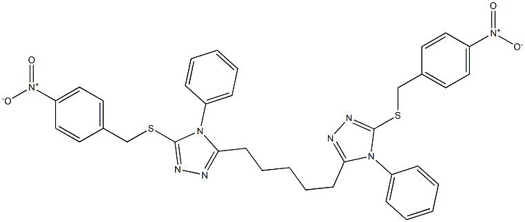 5,5'-(1,5-ペンタンジイル)ビス[4-(フェニル)-3-(4-ニトロベンジルチオ)-4H-1,2,4-トリアゾール] 化学構造式