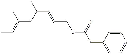 Phenylacetic acid 4,6-dimethyl-2,6-octadienyl ester Structure
