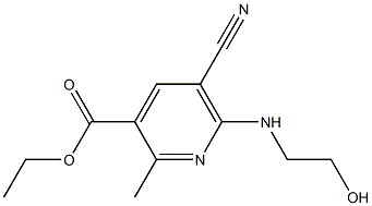 2-Methyl-5-cyano-6-(2-hydroxyethyl)aminopyridine-3-carboxylic acid ethyl ester 结构式