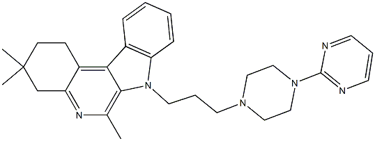 7-[3-[4-(2-ピリミジニル)-1-ピペラジニル]プロピル]-3,3,6-トリメチル-1,2,3,4-テトラヒドロ-7H-インドロ[2,3-c]キノリン 化学構造式