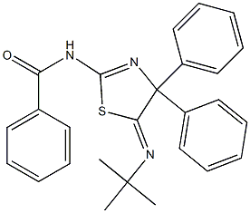 2-(ベンゾイルアミノ)-5-(tert-ブチルイミノ)-4,4-ジフェニル-2-チアゾリン 化学構造式