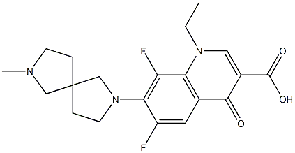1-エチル-1,4-ジヒドロ-6,8-ジフルオロ-7-(7-メチル-2,7-ジアザスピロ[4.4]ノナン-2-イル)-4-オキソキノリン-3-カルボン酸 化学構造式