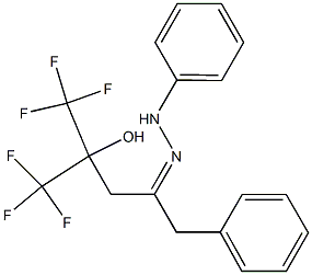 5,5,5-Trifluoro-4-(trifluoromethyl)-4-hydroxy-1-phenyl-2-pentanone phenyl hydrazone 结构式