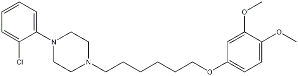 1-(2-クロロフェニル)-4-[6-(3,4-ジメトキシフェノキシ)ヘキシル]ピペラジン 化学構造式