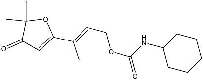 N-Cyclohexylcarbamic acid [(E)-3-[(4,5-dihydro-5,5-dimethyl-4-oxofuran)-2-yl]-2-butenyl] ester Struktur
