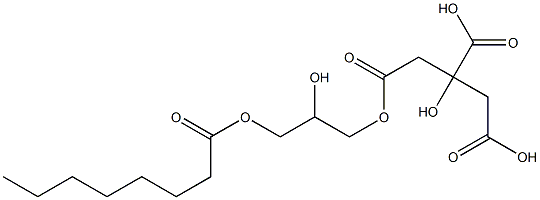くえん酸二水素1-(2-ヒドロキシ-3-オクタノイルオキシプロピル) 化学構造式