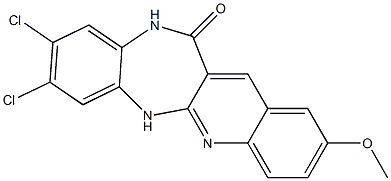 2-Methoxy-8,9-dichloro-6H-quino[2,3-b][1,5]benzodiazepin-12(11H)-one,,结构式