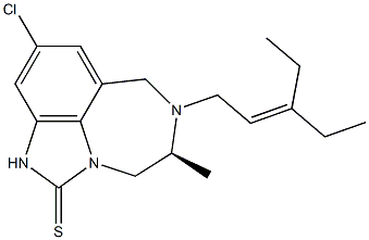 [5S,(+)]-9-Chloro-4,5,6,7-tetrahydro-5-methyl-6-(3-ethyl-2-pentenyl)imidazo[4,5,1-jk][1,4]benzodiazepine-2(1H)-thione 结构式