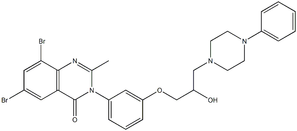 6,8-ジブロモ-3-[3-[2-ヒドロキシ-3-(4-フェニル-1-ピペラジニル)プロポキシ]フェニル]-2-メチルキナゾリン-4(3H)-オン 化学構造式