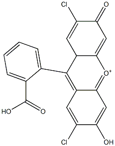 9-(2-Carboxyphenyl)-2,7-dichloro-3,9a-dihydro-6-hydroxy-3-oxoxanthylium 结构式